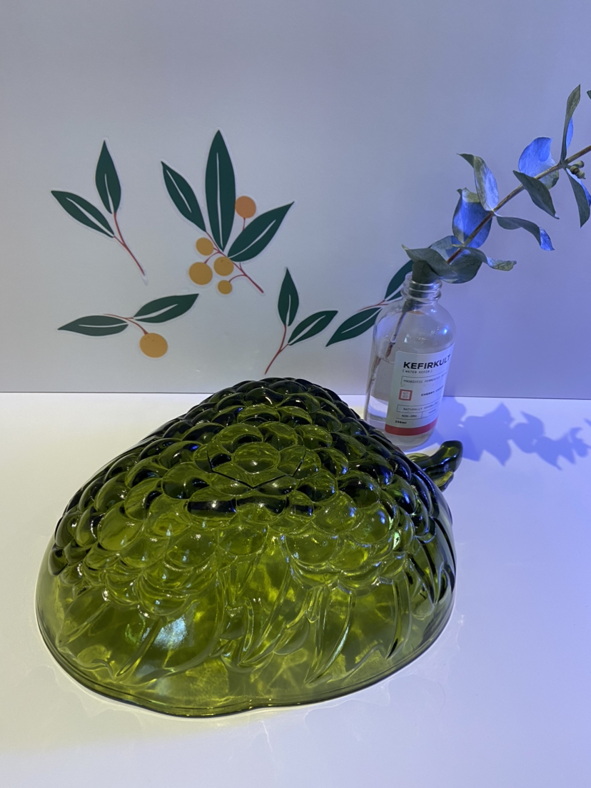 Vintage Indiana Glass Olive Green Grape Bowl image indicator(5)