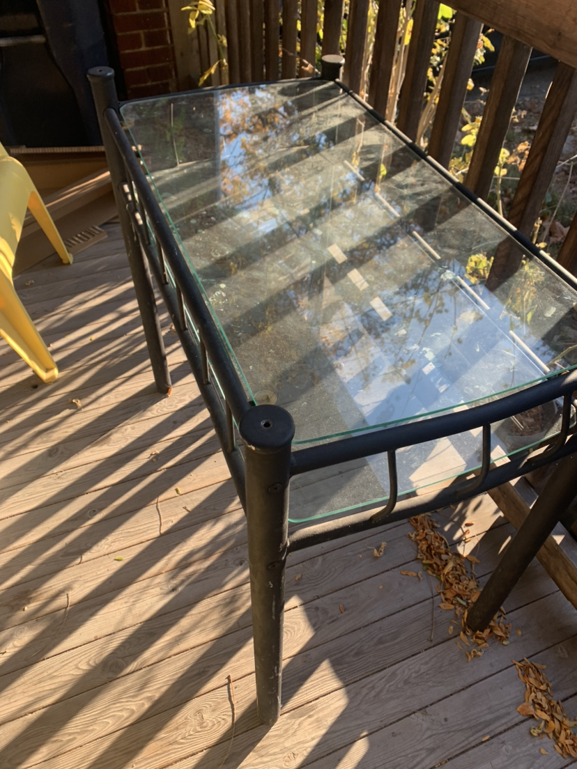 Black metal/glass console table - photo 4
