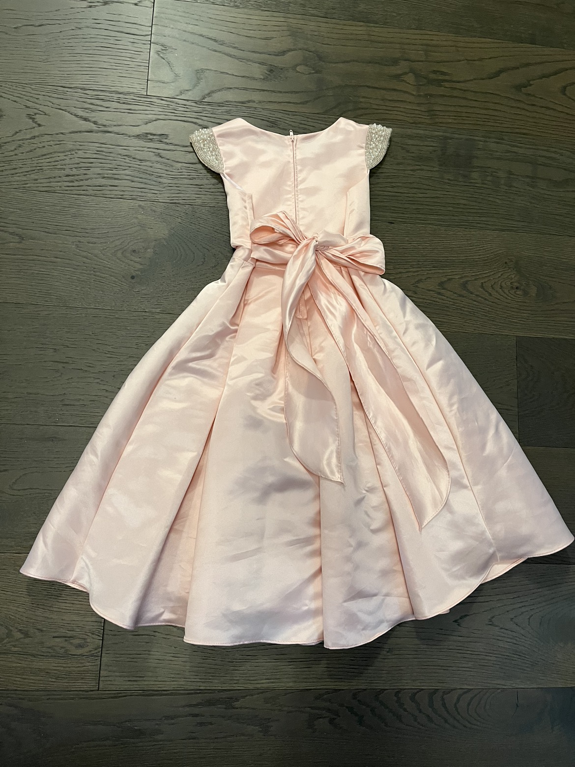 Gorgeous pink satin girls cocktail dress sz 10 EUC image indicator(6)