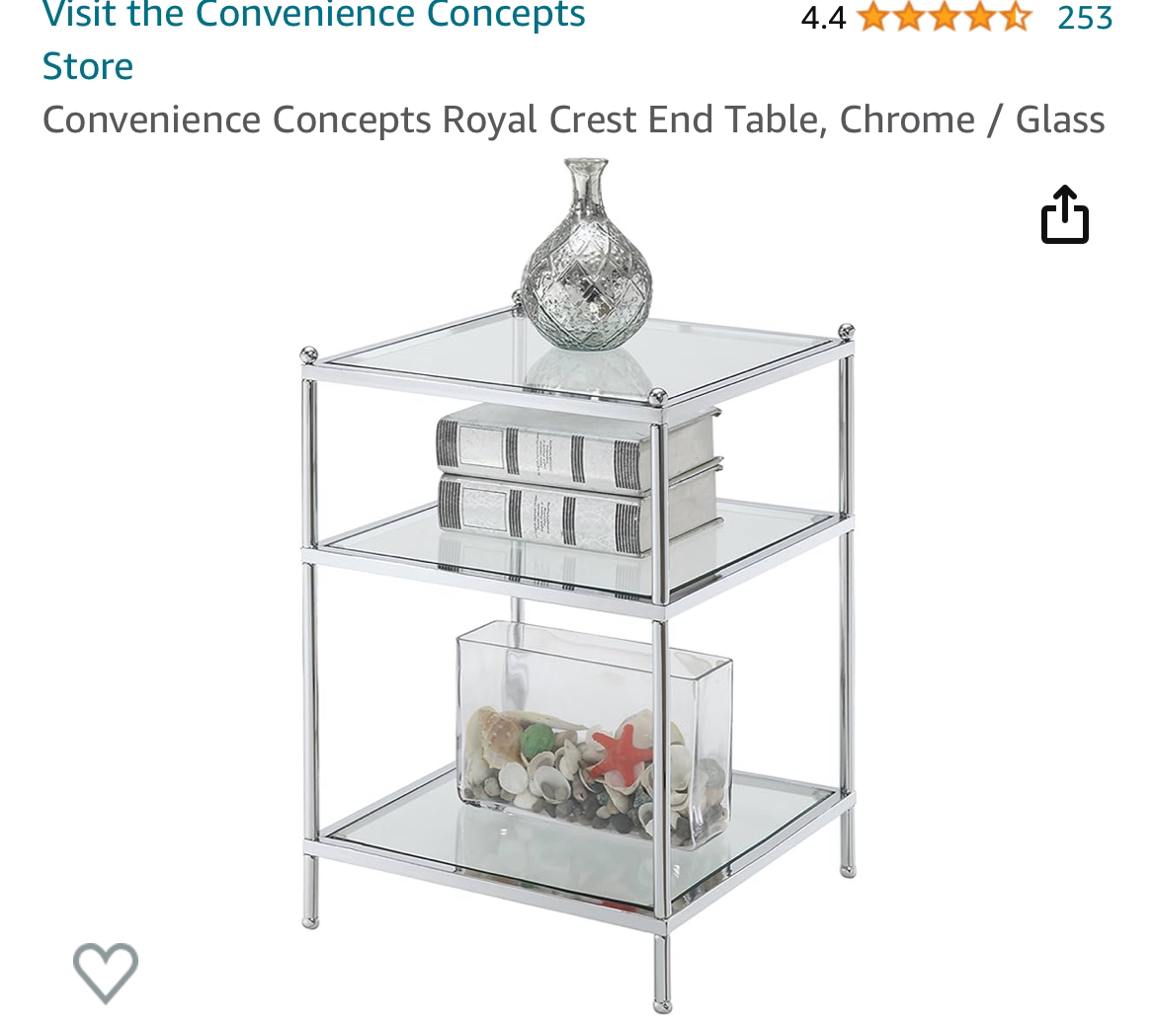 Luxury Side End Table - Chrome / Glass - photo 4