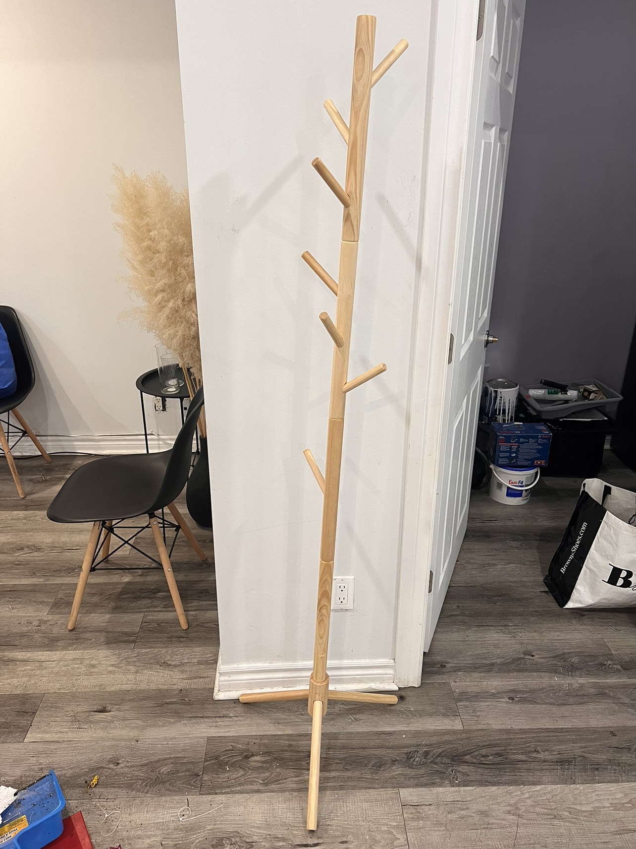 Wooden coat rack