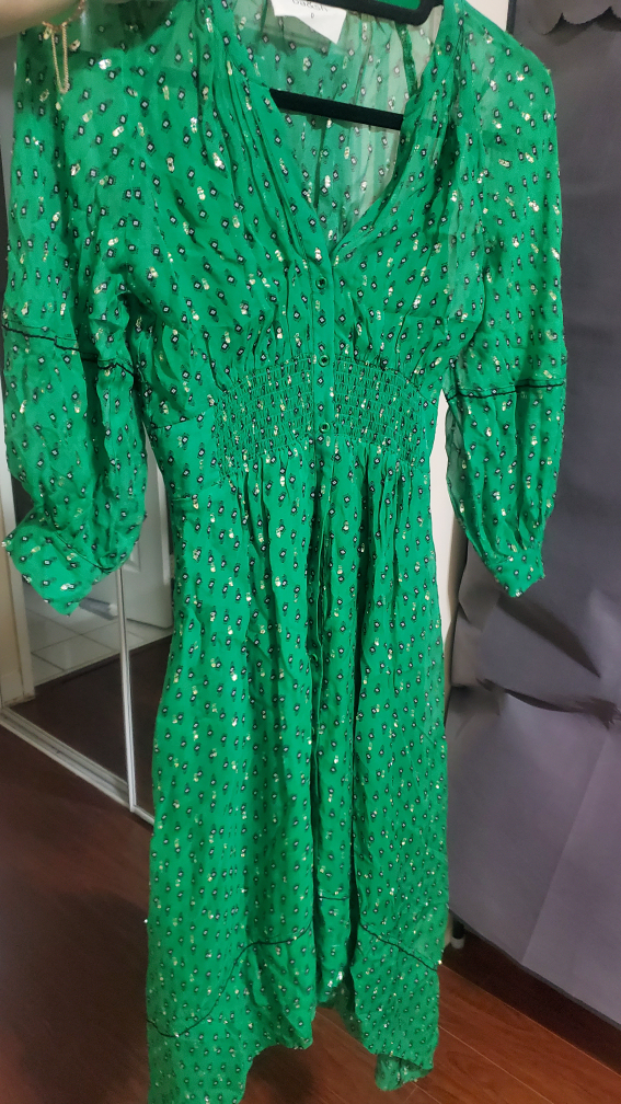 ba&sh green shiny dress thumbnail