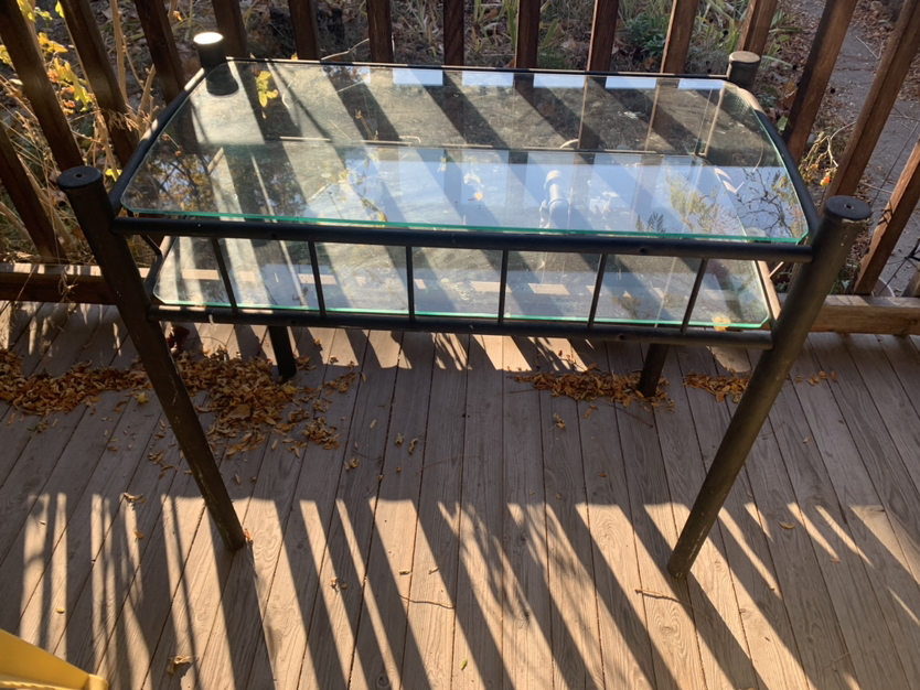 Black metal/glass console table - photo 2