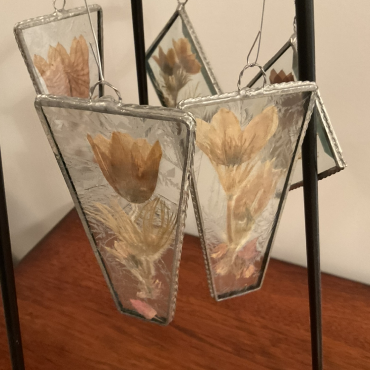 ⭐️ 5 Beautiful Delicate Vintage Pressed Flower Sun Catchers - photo 2