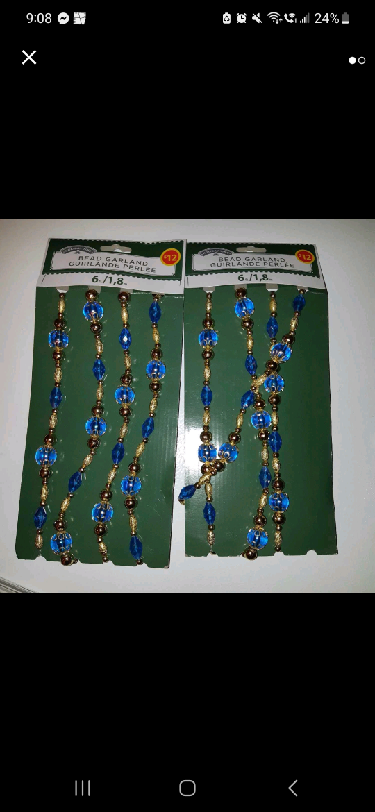 Blue/Gold Bead garland 2 packs  BNIB