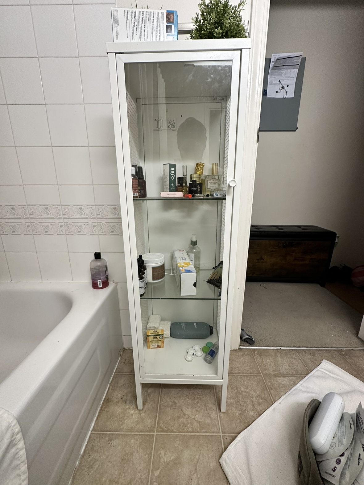Ikea cabinet with glass shelves