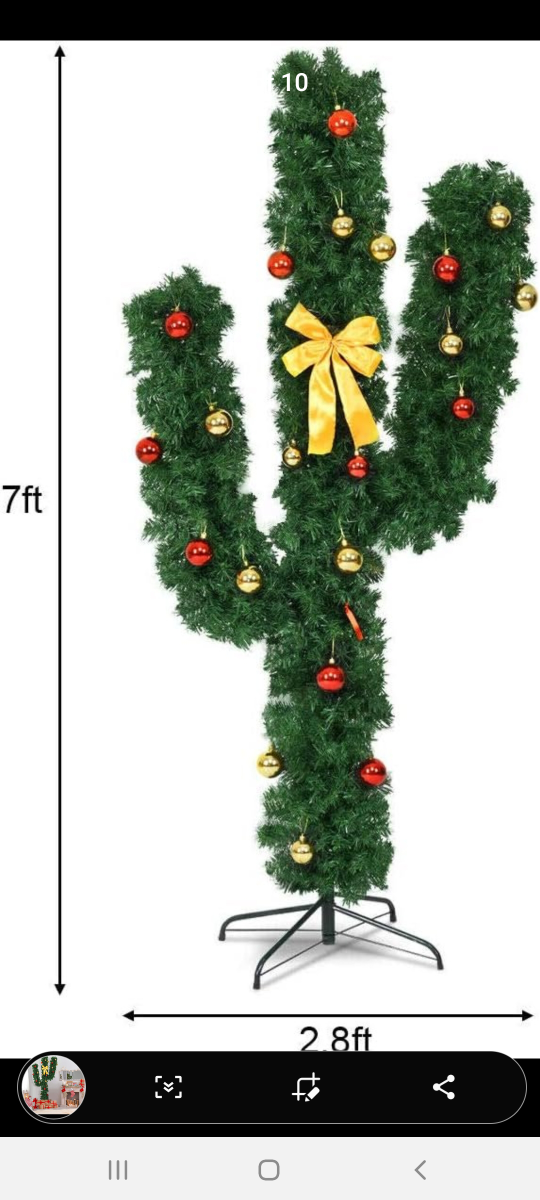 Costway 7 ft. Pre-Lit Cactus Artificial Christmas Tree LED image indicator(2)