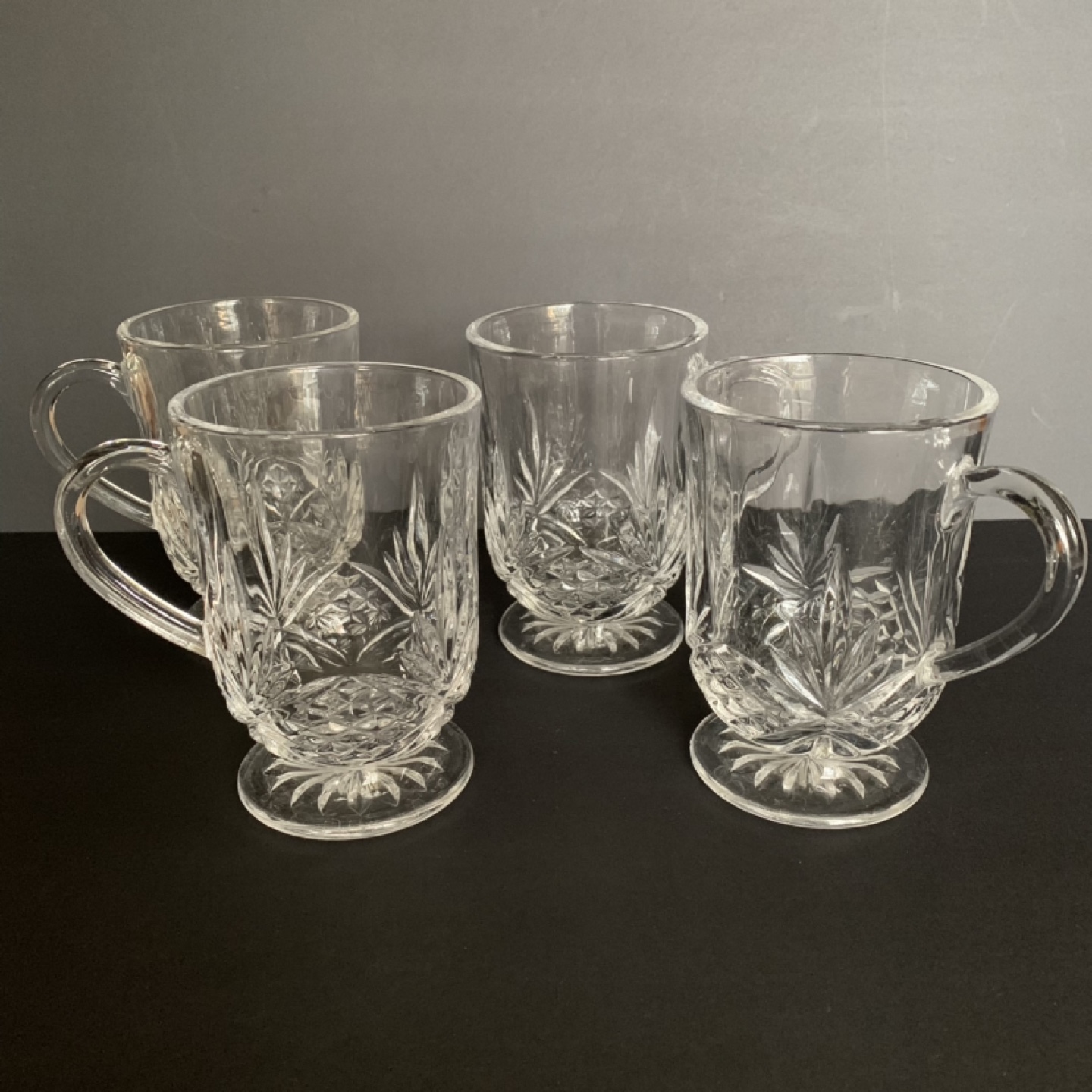 4 Heavy Crystal Glass Mugs