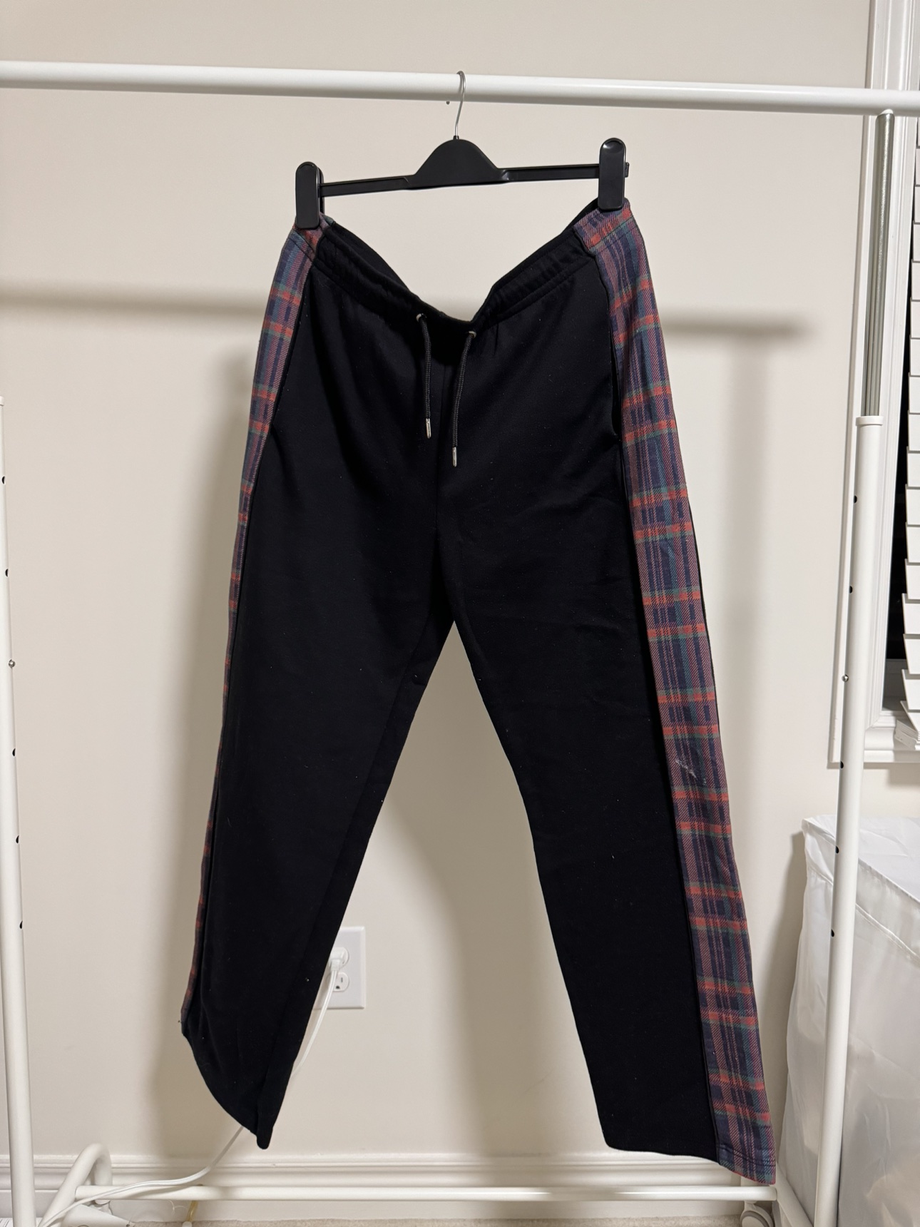 TOPMAN Side Stripe Plaid Sweatpants