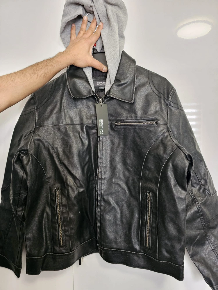 Brand new with tags kennethcole hooded leather jacket  XL