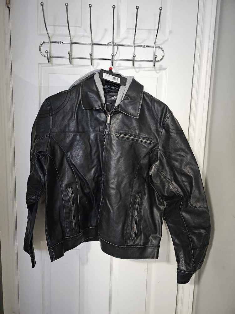 Brand new with tags kennethcole hooded leather jacket  XL image indicator(3)