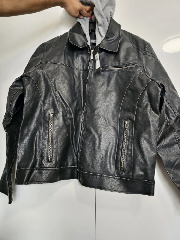 Brand new with tags kennethcole hooded leather jacket  XL image indicator(4)