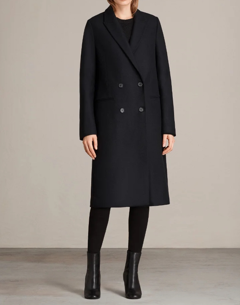Retail $750, All saints Marr Double Breast Coat in a size 8 thumbnail