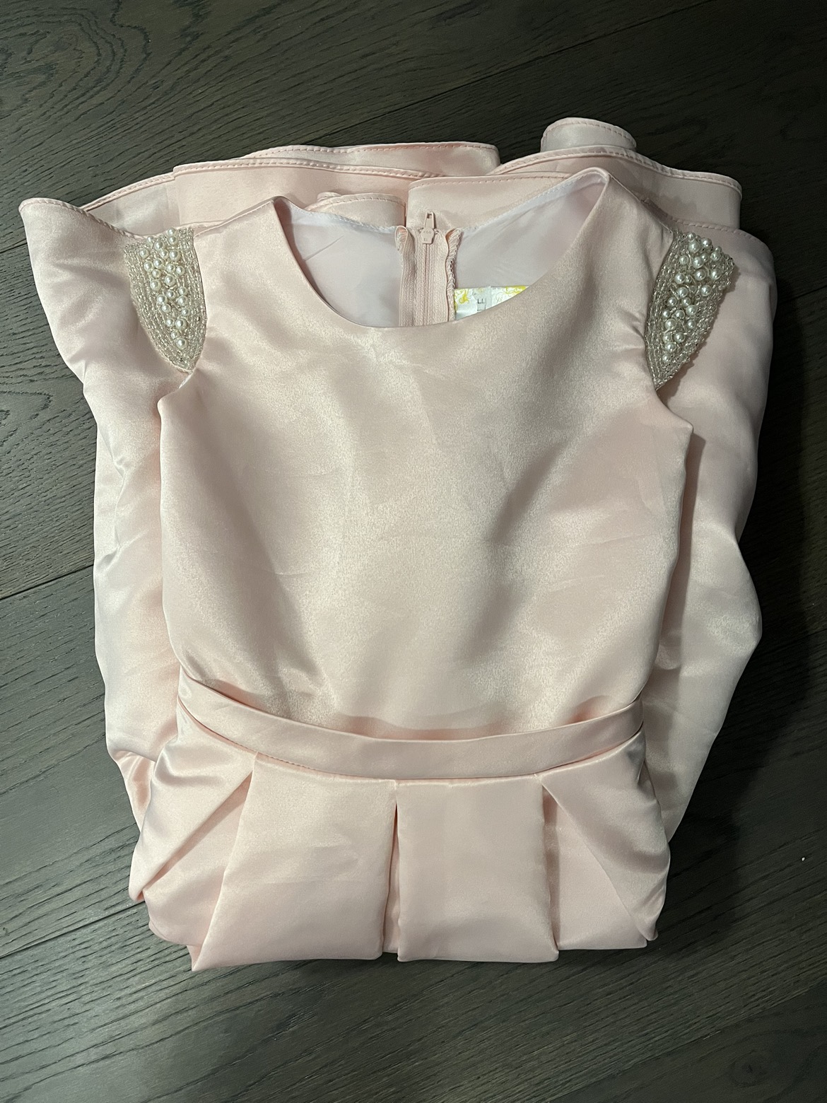 Gorgeous pink satin girls cocktail dress sz 10 EUC image indicator(7)