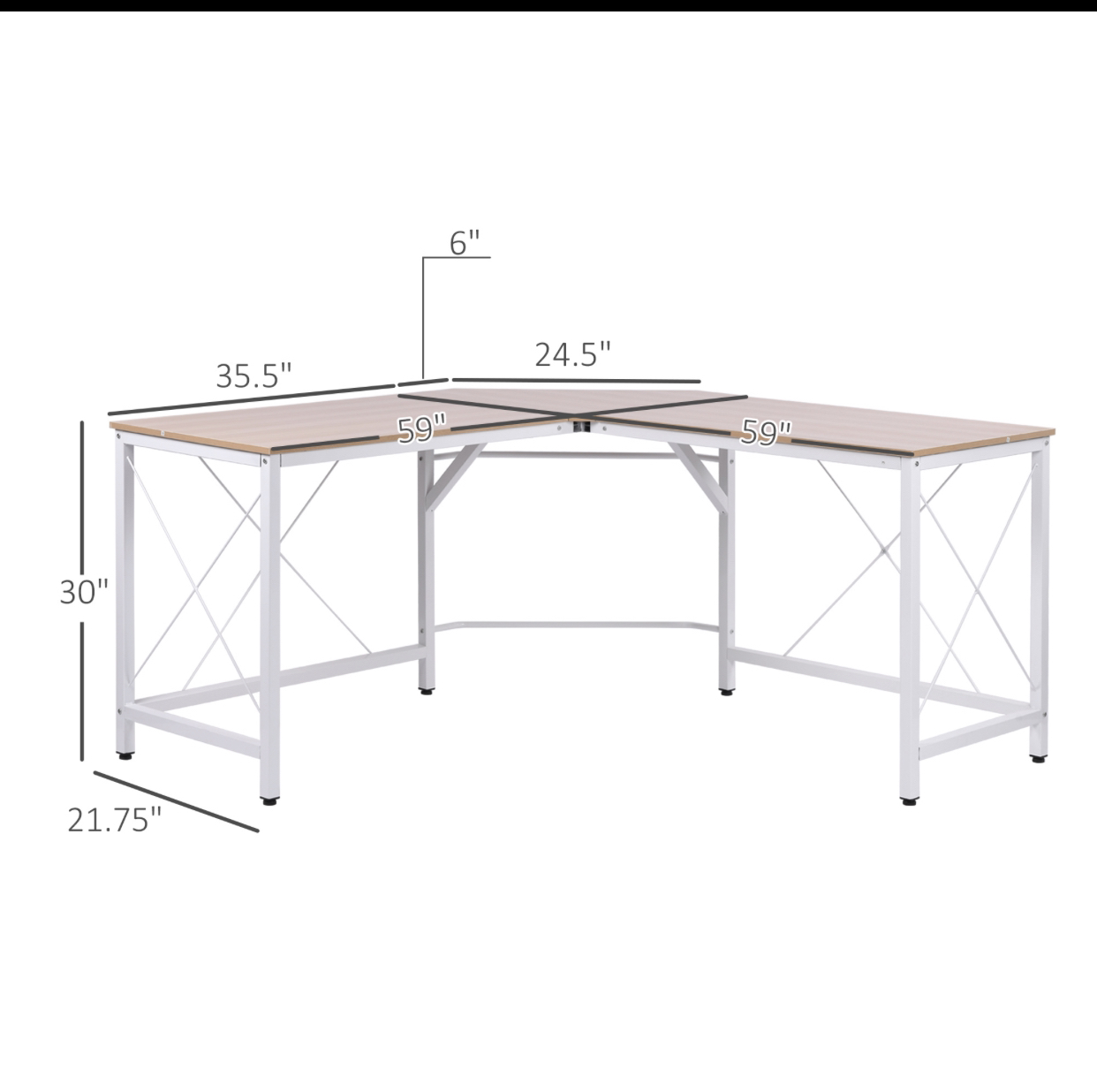 Large L-Shaped Desk 59 x 59 inches Corner Table Computer Desk - photo 3