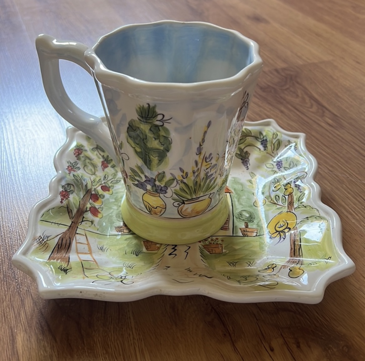 Dario Farrucci hand painted square plate & mug image indicator(2)