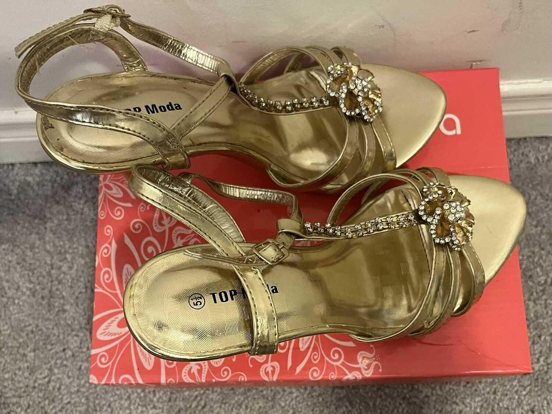 Women's Open Toe Gold Heels - photo 4