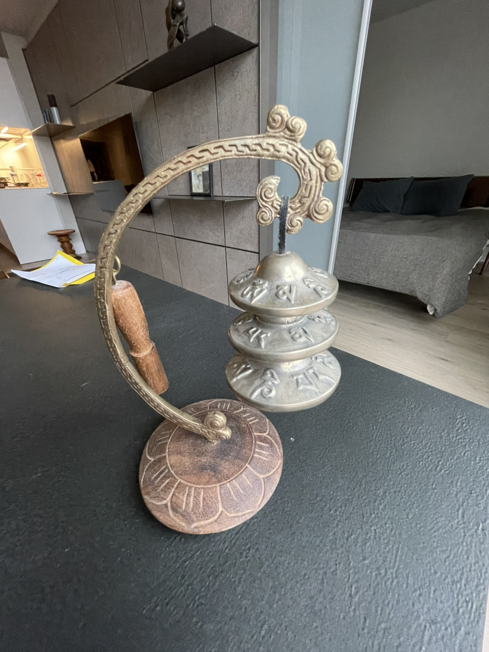 Brass Meditation Chimes on Stand With Striker - photo 3