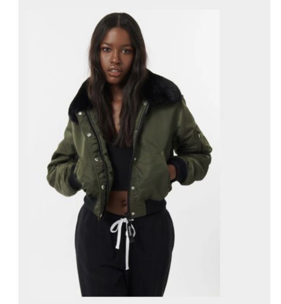 Women’s bomber jacket with detachable collar - photo 2