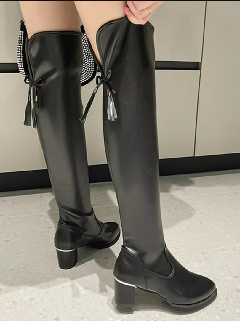 SIMANLAN Women Breathable Over The Knee Boots Non-Slip Sz 4.5