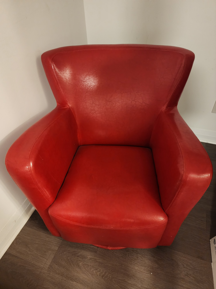Red Leather swivel sofa - photo 2