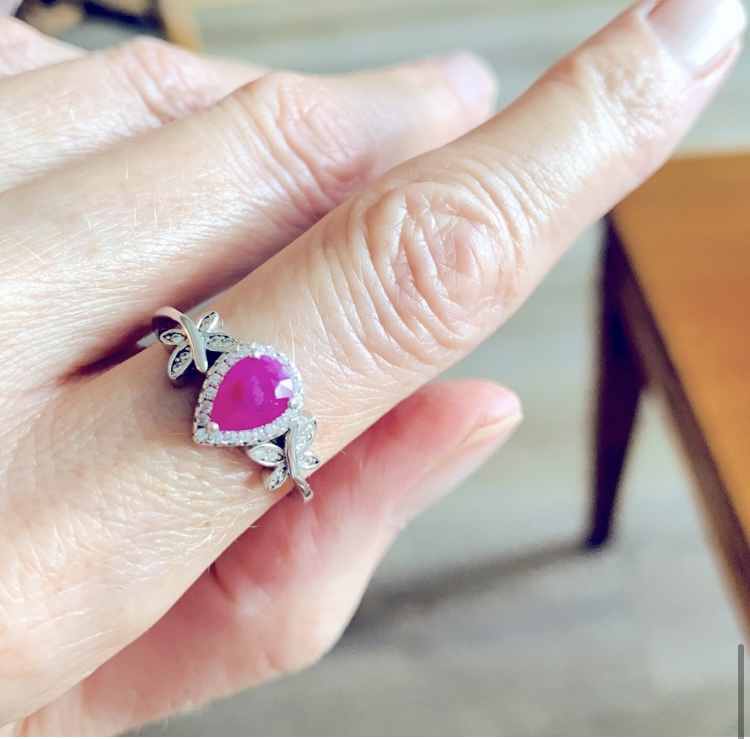 Sterling Silver And Genuine One Carat Ruby Butterfly Ring image indicator(4)