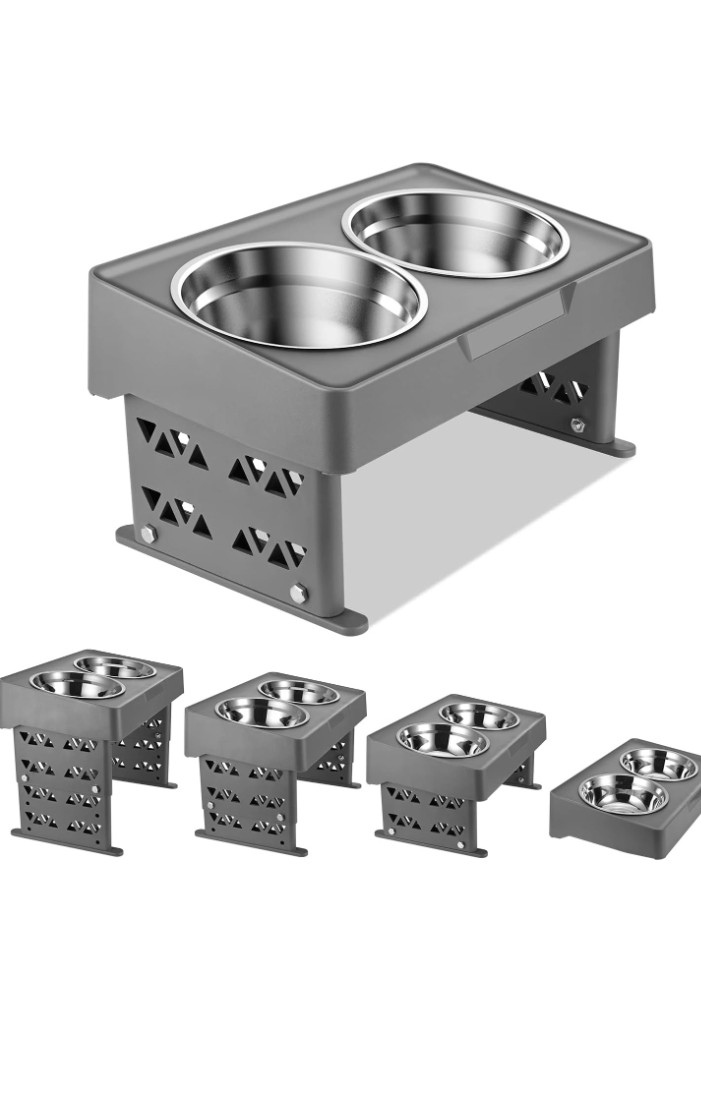 Elevated Dog Bowls with 4 adjustable heights - (New) thumbnail