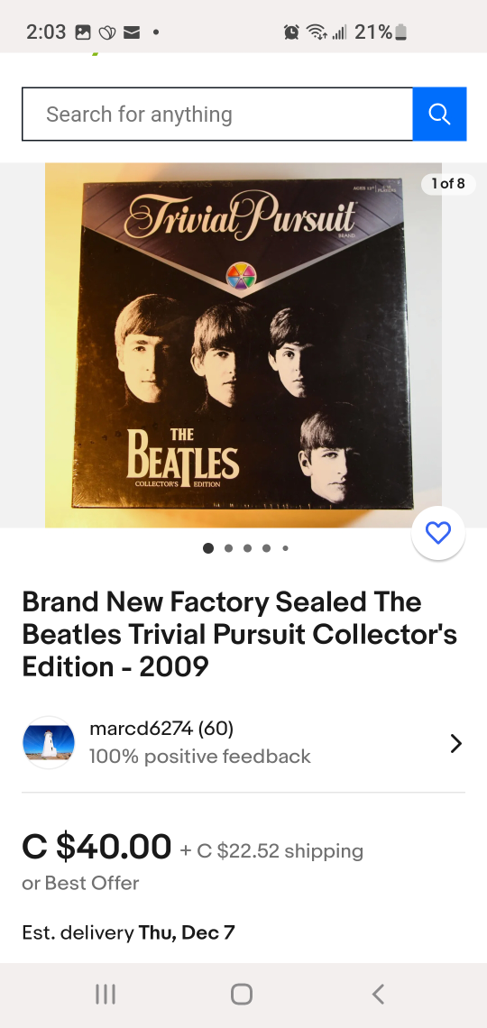 Beatles Gifts -Trivial Pursuit Board Game & ornament - photo 2