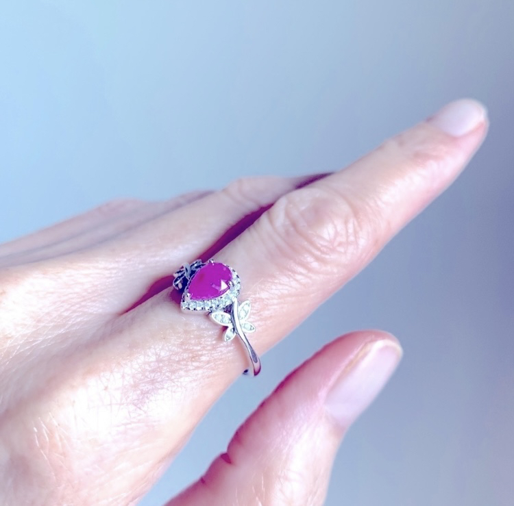 Sterling Silver And Genuine One Carat Ruby Butterfly Ring image indicator(5)