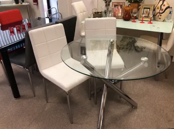 Glass round dining table