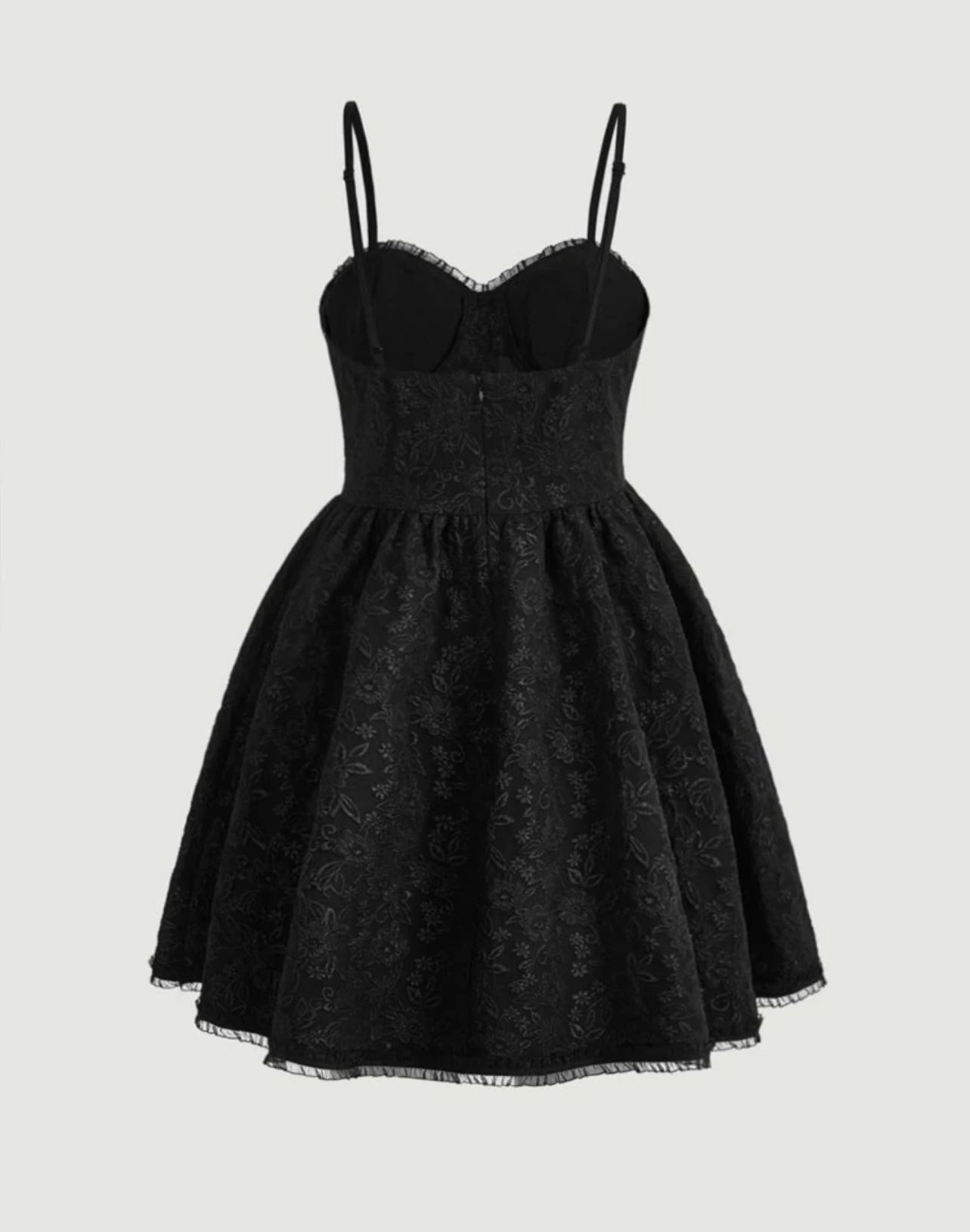 Mesh Trim Floral Jacquard Cami Dress Without Corset - photo 3