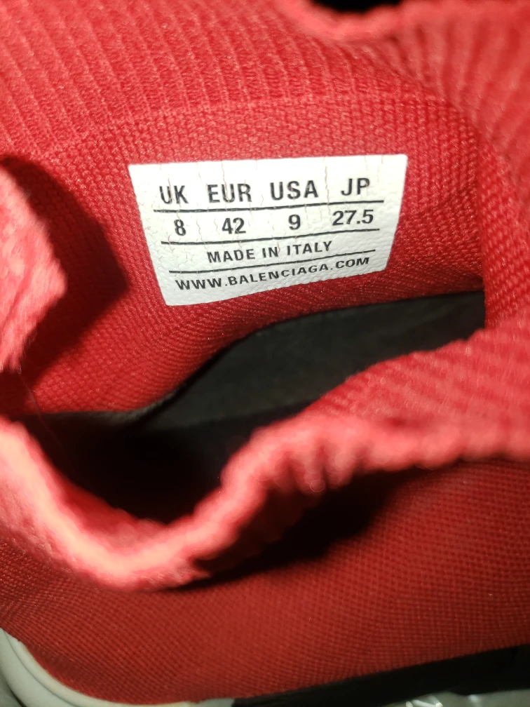 Balenciaga Men - Red Black Logo High Top Knit Trainer Sneaker - photo 3