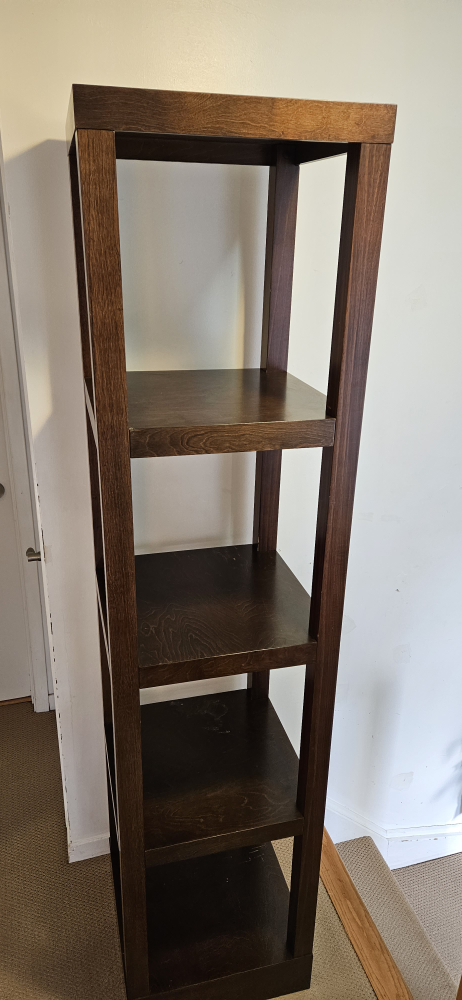 Tall Dark Wood 4-Tier Display Shelf / Bookcase - 77"