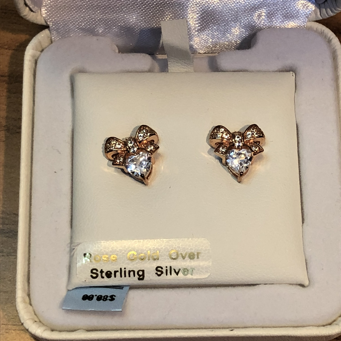 18k Rose Gold Over Silver White Sapphire Earrings image indicator(2)