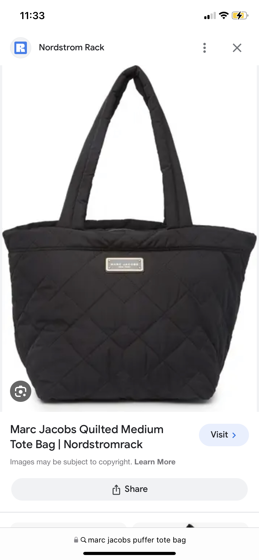 Last chance Authentic Marc Jacobs puffer tote