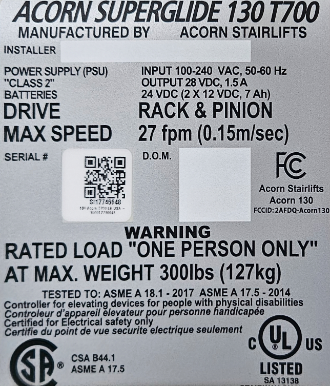 Acorn SuperGlide 130 T700 Stairlift image indicator(2)
