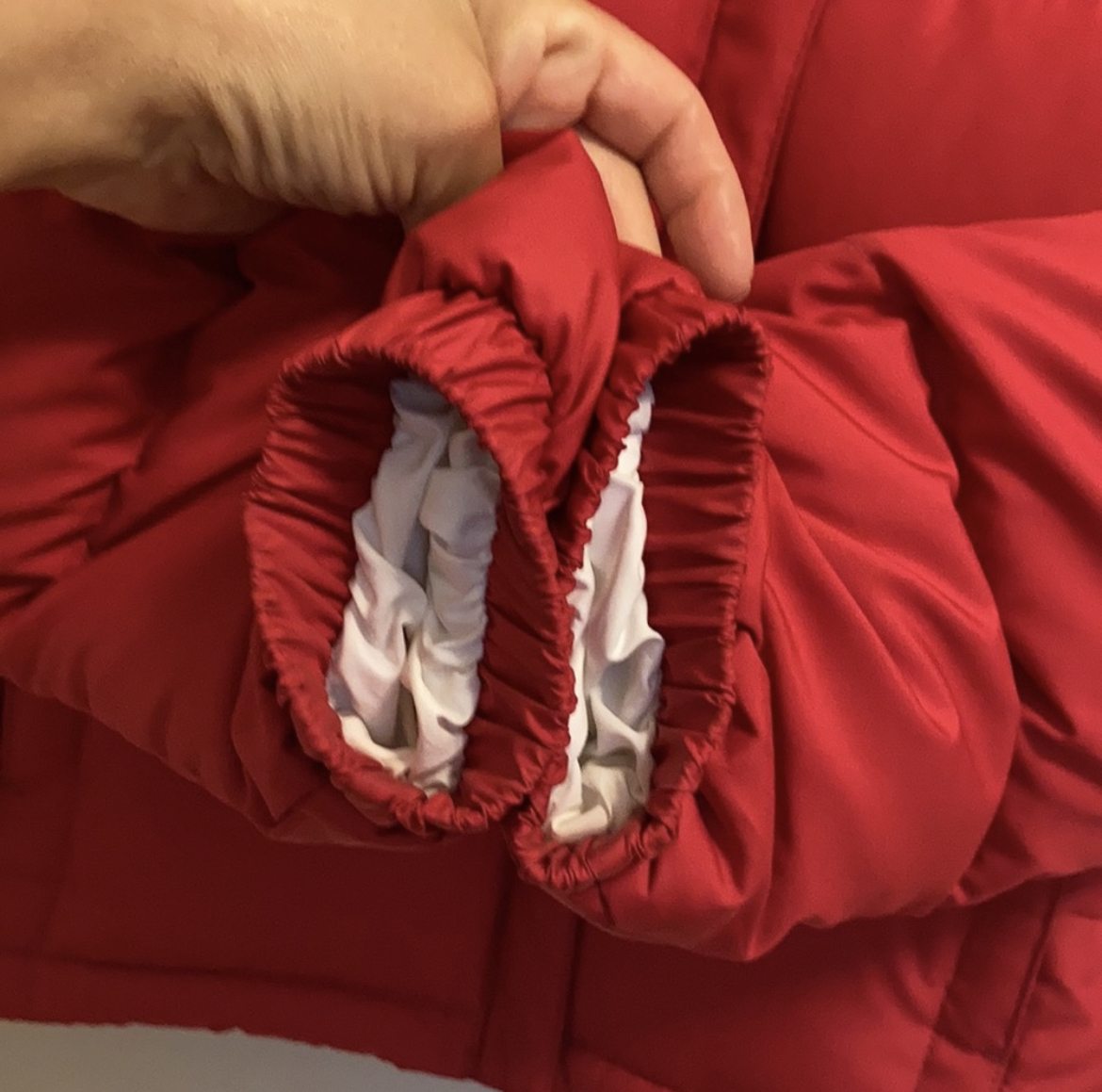 Adidas Red Down Short Puffer Jacket Winter Coat Size large image indicator(7)