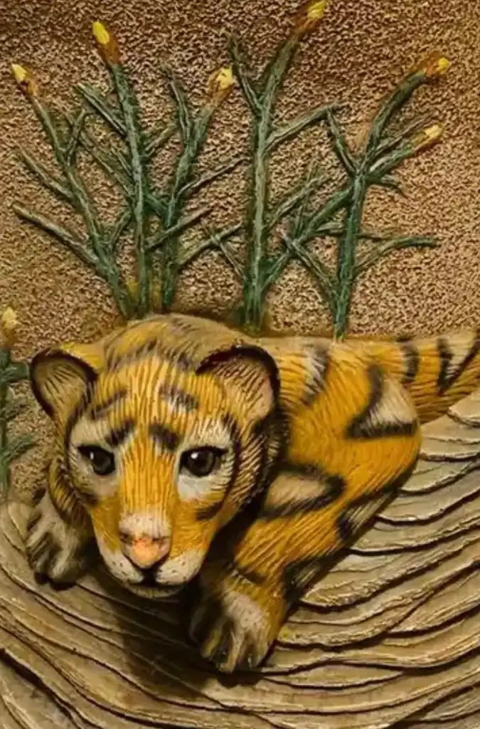 Collector’s Vintage Tiger Side Table with Glass Table Top image indicator(2)