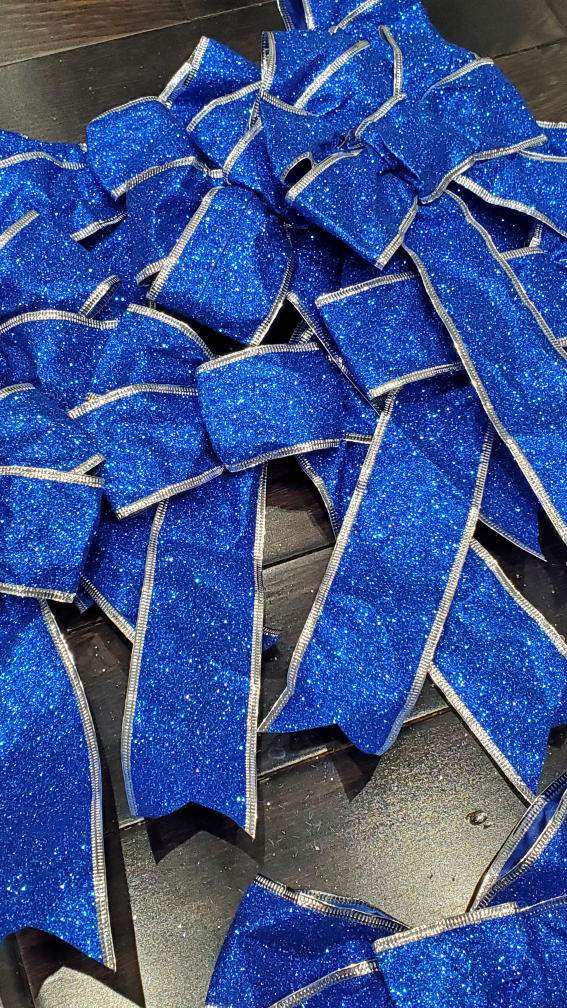 Blue glitter bows, bow - photo 2