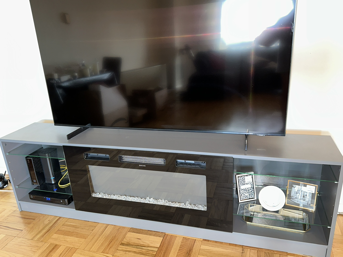 Boston 01 Electric Fireplace Modern 79" TV Stand (Gray)