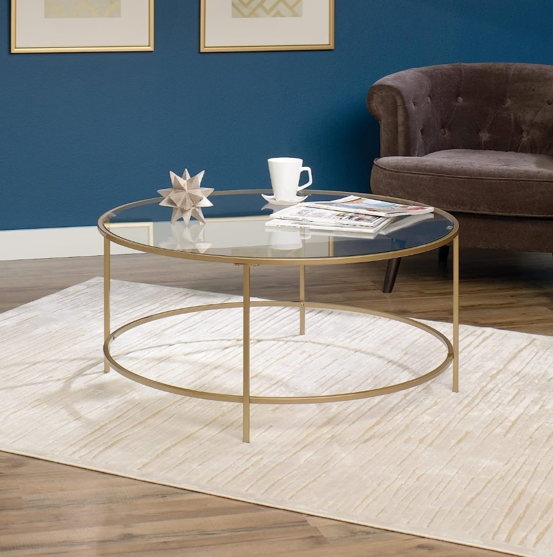 Round Coffee Table glass and Gold Tone