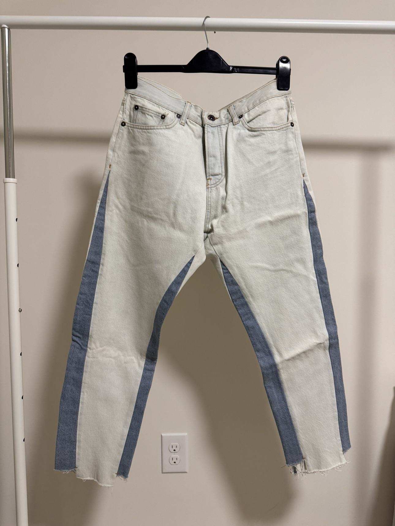 TOPMAN Tapered Two-Tone Raw Step-Hem Jeans