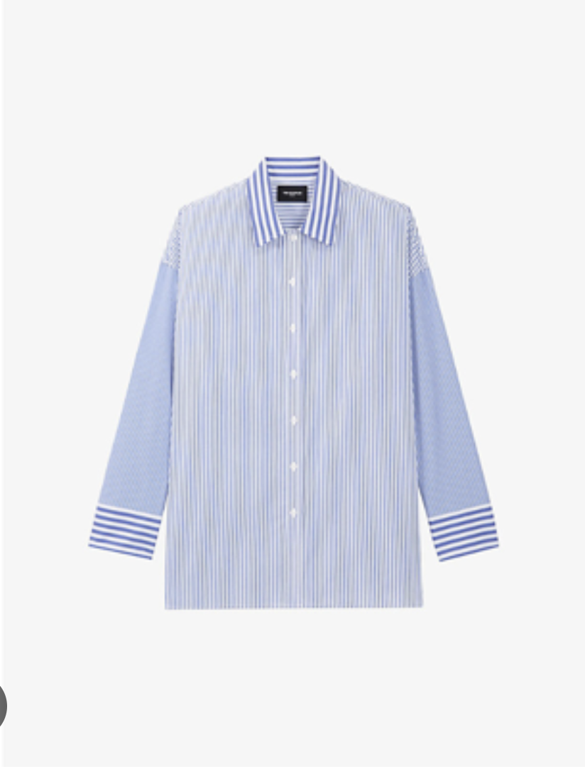 *BRAND NEW* The Kooples Stripe-Print Stretch Cotton Blend Shirt image indicator(2)