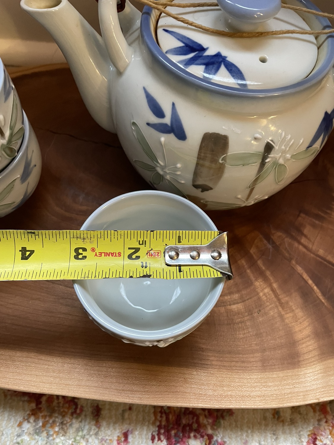 Vintage Ceramic Japanese Teapot with 3 Cups image indicator(9)