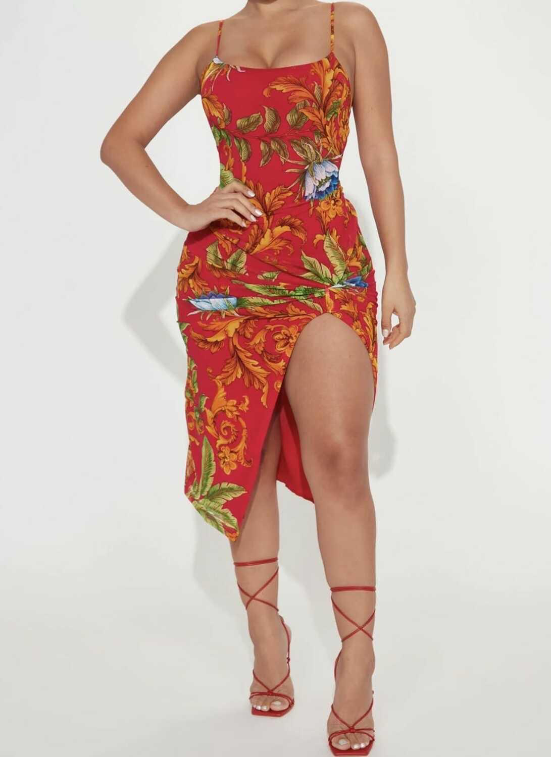 Women's Red Midi Dress