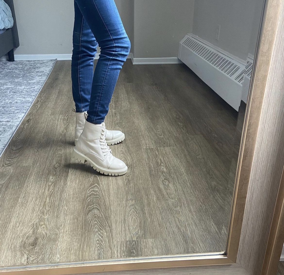 Women’s Combat white ankle boots