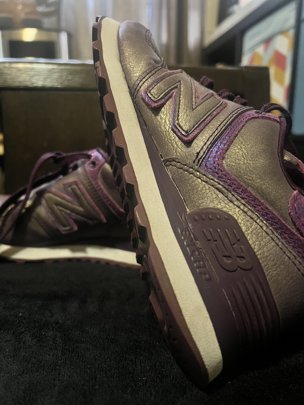 New Balance 574 Rare Purple Metallic Athletic Shoes image indicator(2)