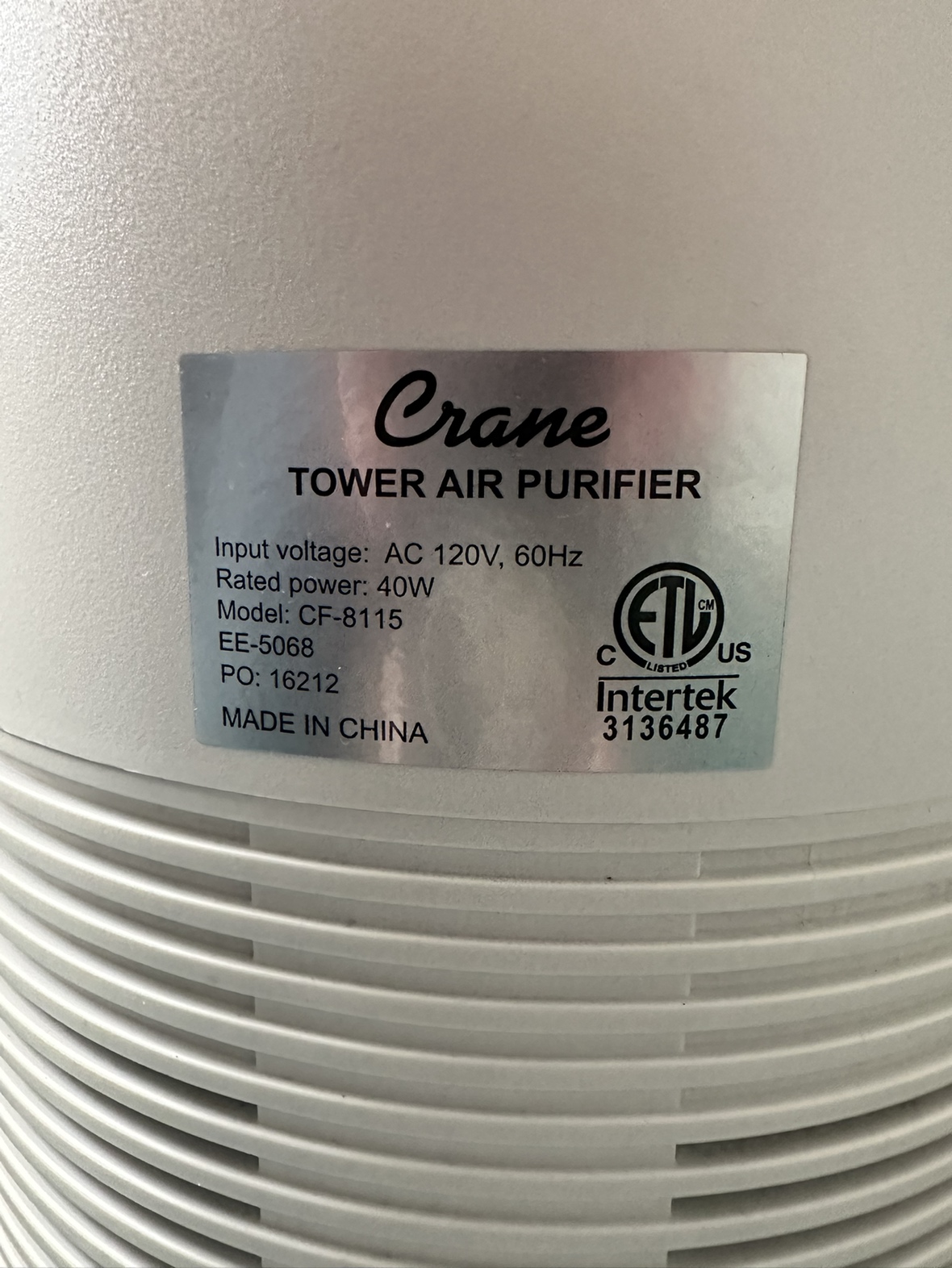 Crane HEPA + UV Air Purifier - photo 3