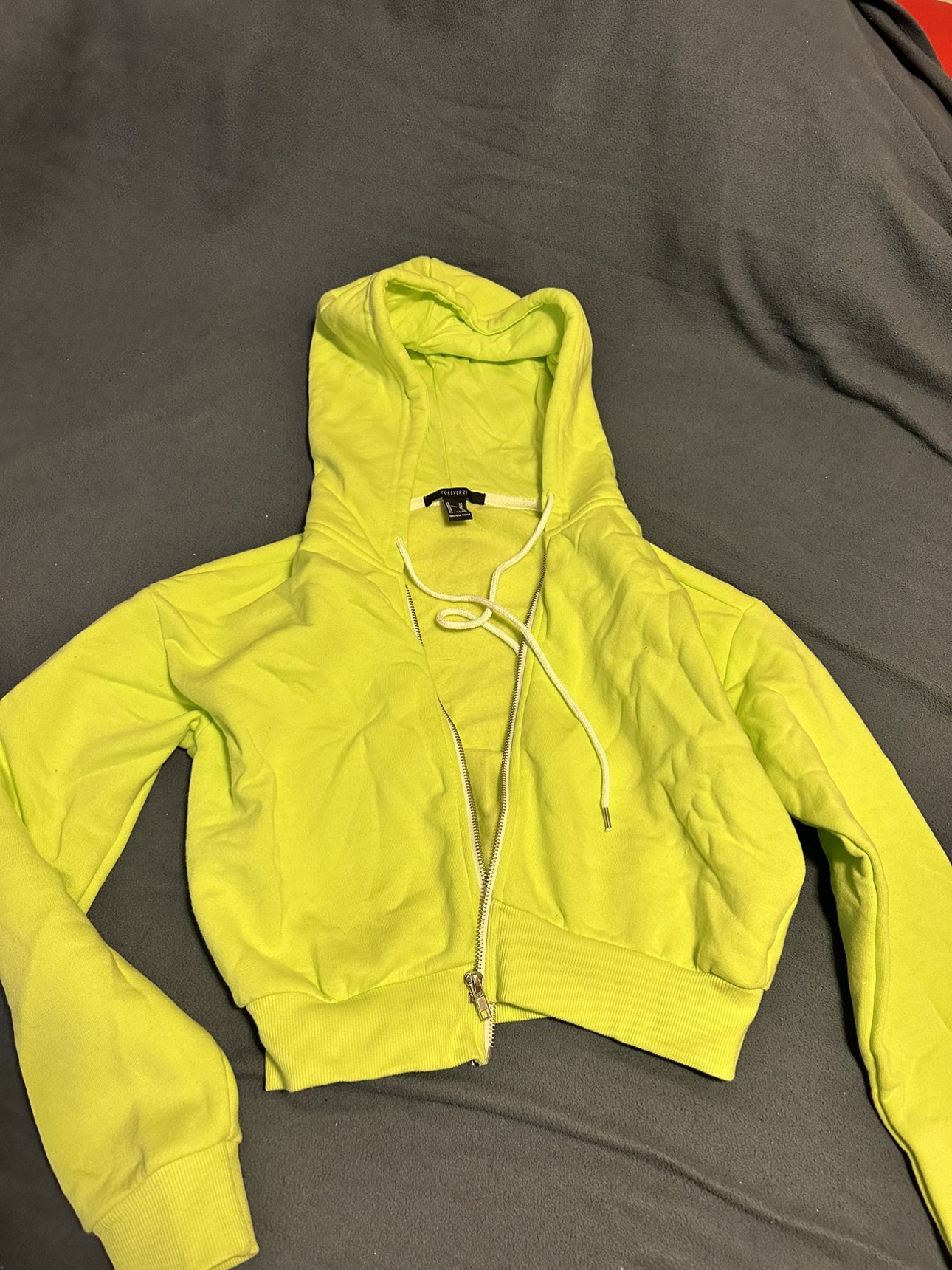 Lime Green Crop Hoodie