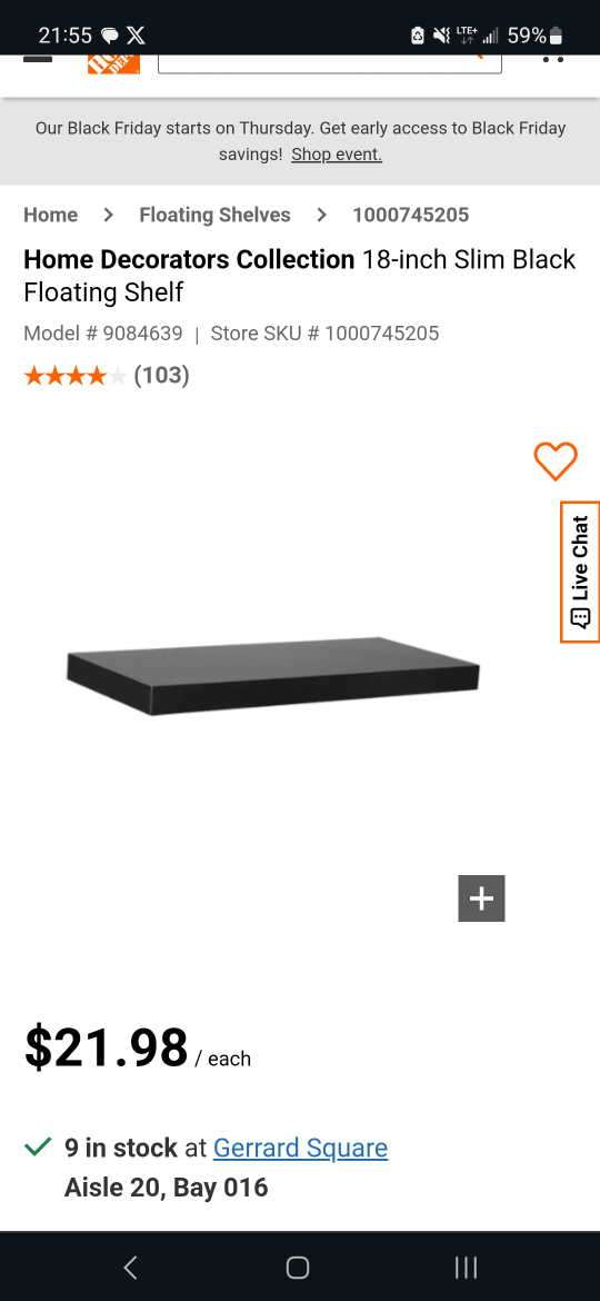 18 inch floating wall shelf x2 brand new image indicator(2)